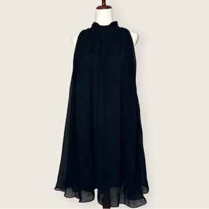 Jones New York | High Neck Sleeveless Pleated Dress | Black